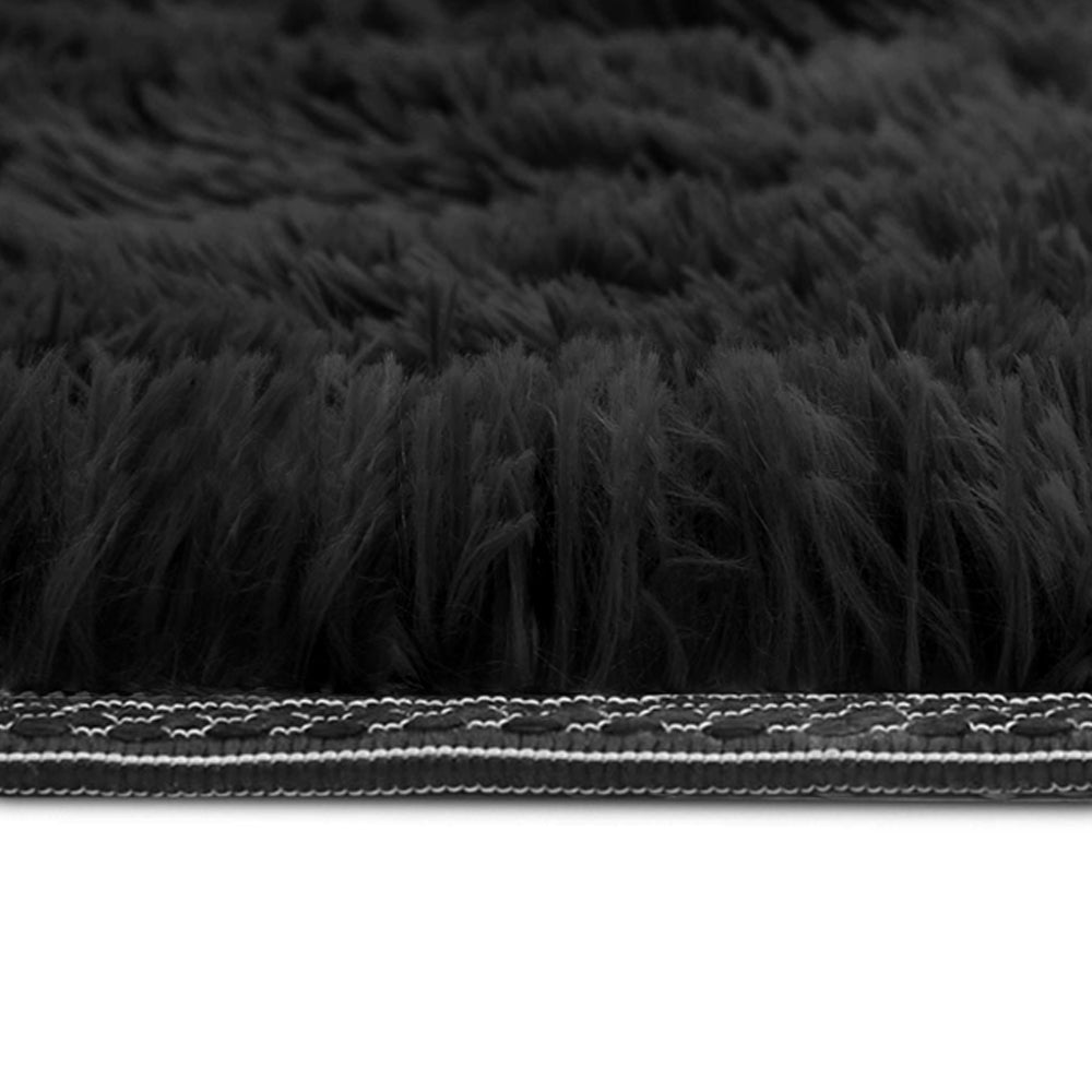 Artiss 140x200cm Ultra Soft Shaggy Rug Large Floor Carpet Anti-slip Area Rugs Black