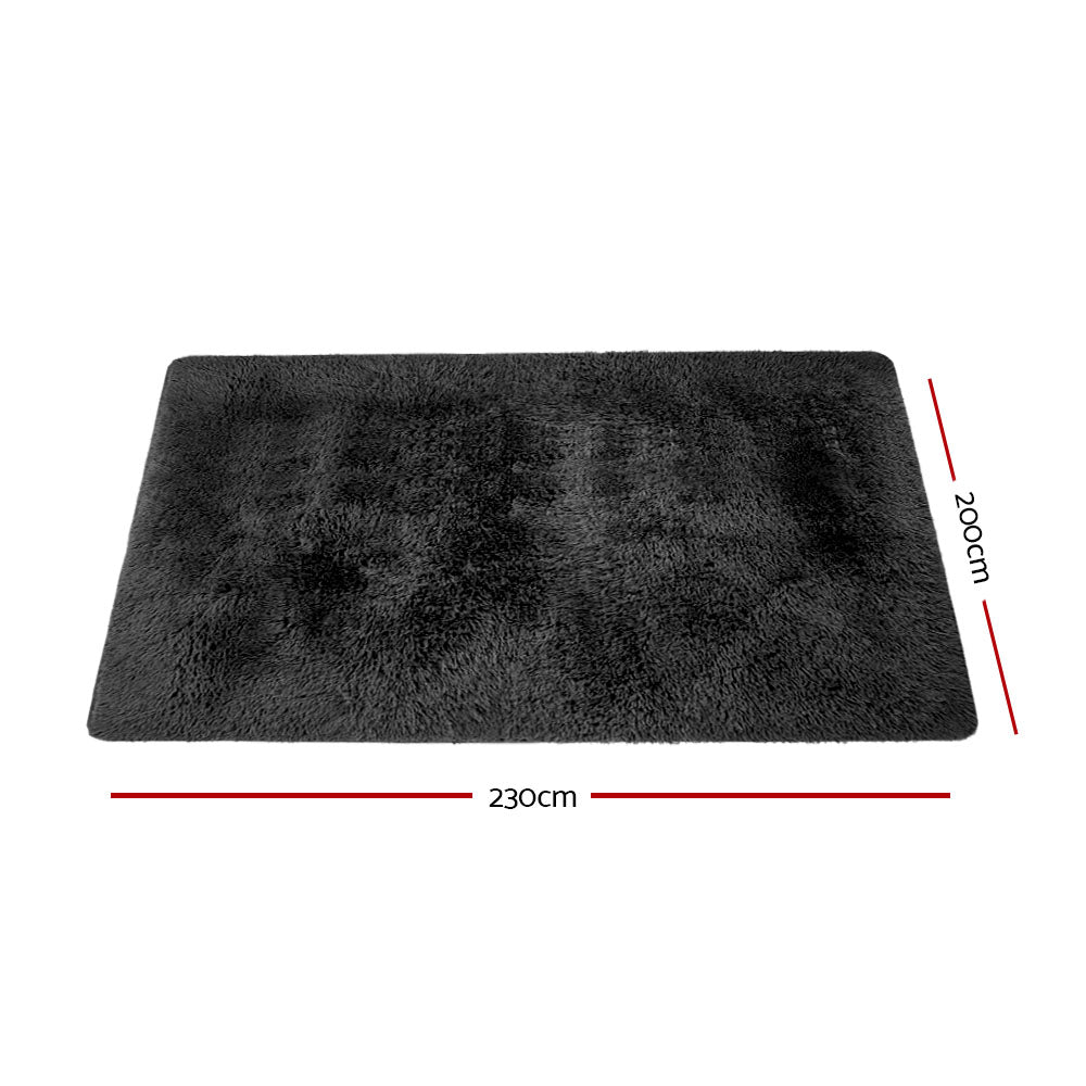 Artiss Ultra Soft Shaggy Rug Large 200x230cm Floor Carpet Anti-slip Area Rugs Black