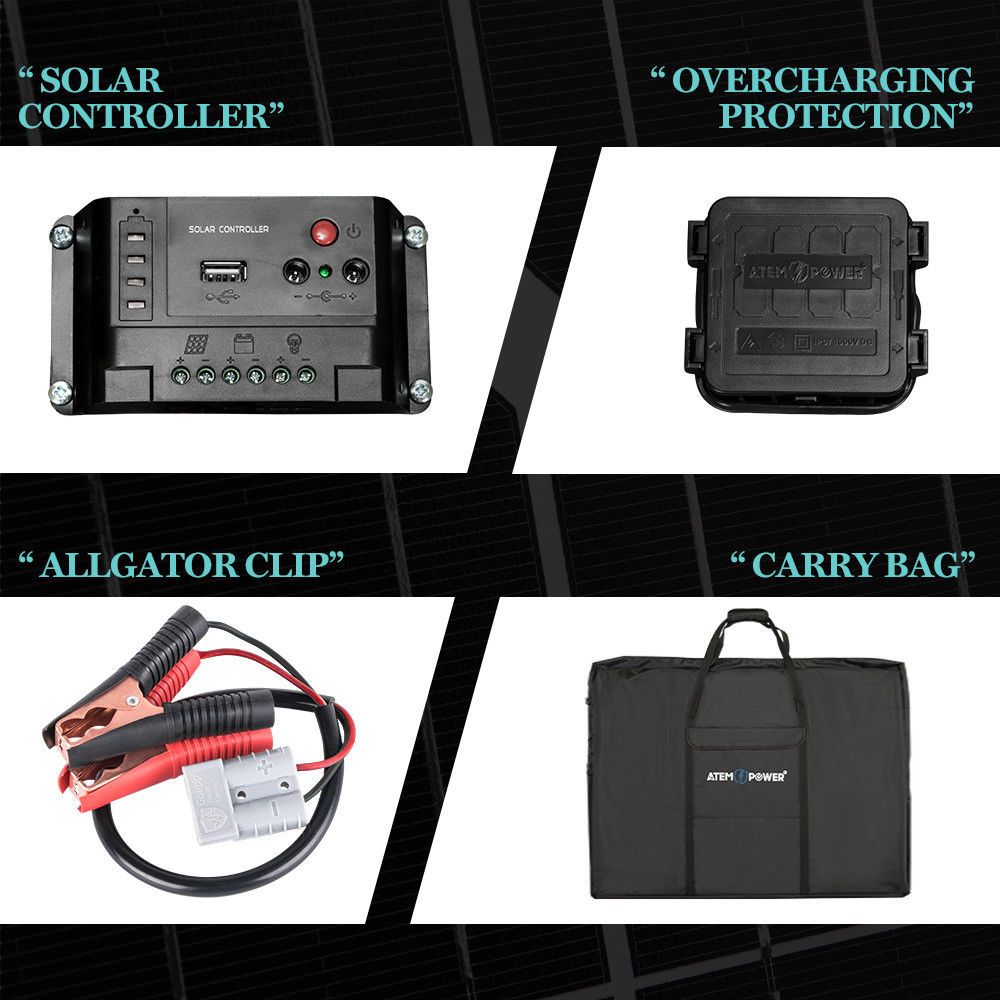 Folding Solar Panel Kit 18V 300W Mono Caravan Boat Camping charging ATEM POWER