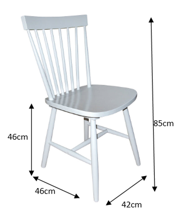 Set of 2 Dining Chairs  Ari Rubberwood Off White Spindle back 