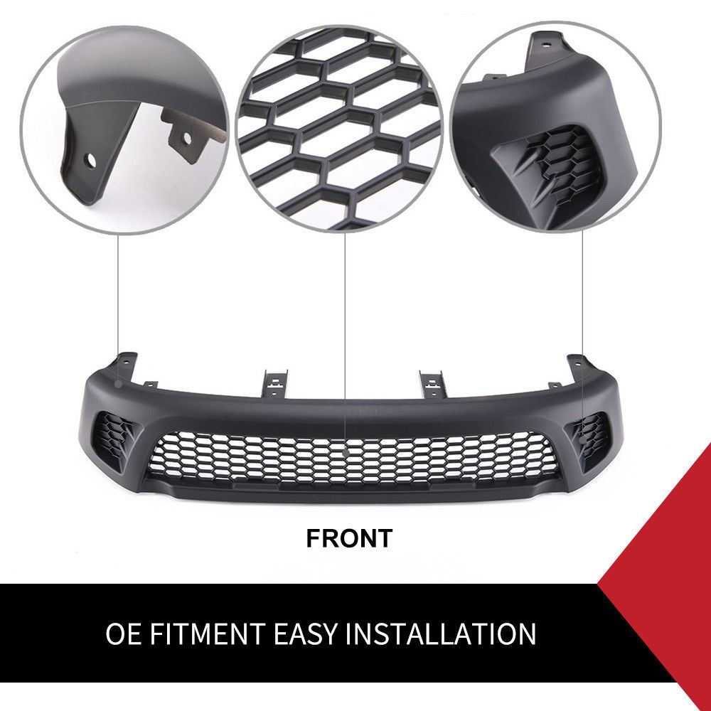 Front Grill Grille ABS Matt Black Fit Toyota Hilux Revo SR SR5 TRD 2015-2017