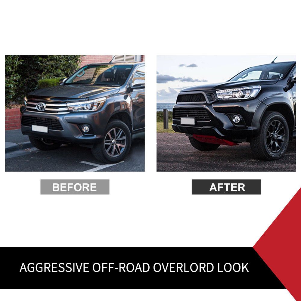 Front Grill Grille ABS Matt Black Fit Toyota Hilux Revo SR SR5 TRD 2015-2017