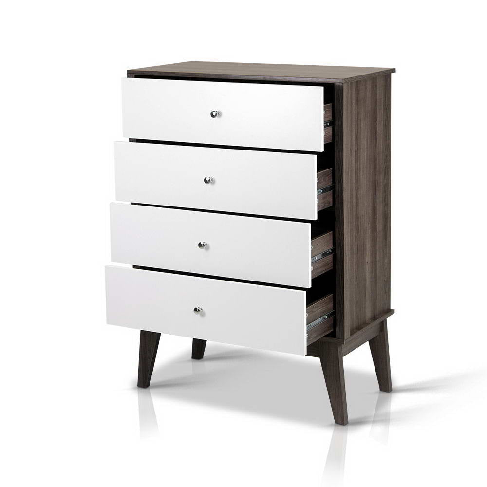 Artiss Tallboy 4 Chest of Drawers Dresser Table Storage Cabinet Bedroom Wooden