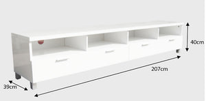 TV Stand Elisha High Gloss Entertainment storage Unit - White