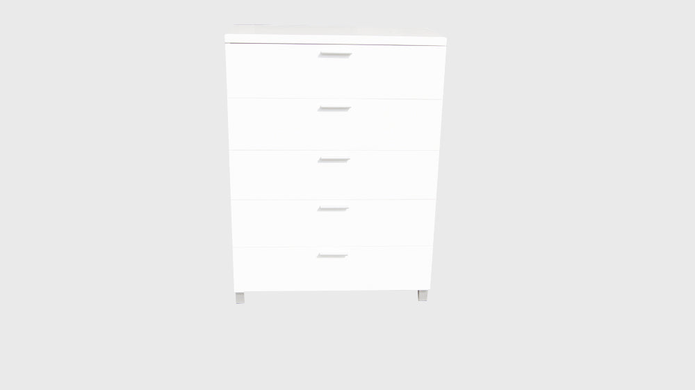 Elisha High Gloss 5 Drawer Tallboy Chest - White