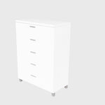 Elisha High Gloss 5 Drawer Tallboy Chest - White