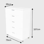 Elisha High Gloss 5 Drawer Tallboy Chest - White