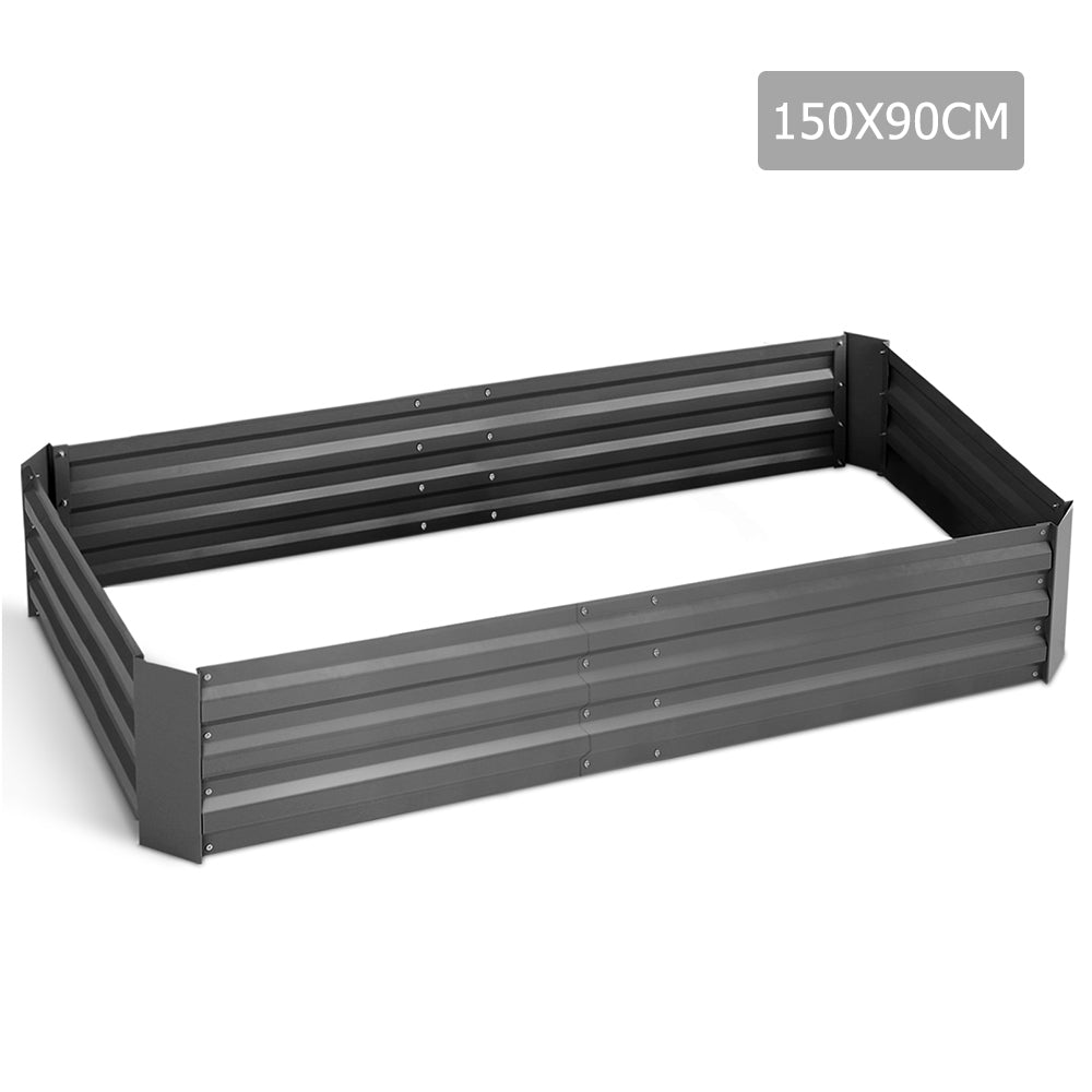 Green Fingers 150 x 90cm Galvanised Steel Garden Bed - Aliminium Grey