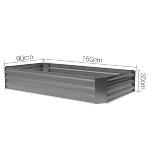 Green Fingers 150 x 90cm Galvanised Steel Garden Bed - Aliminium Grey