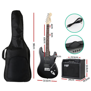 ALPHA Electric Guitar Black with Carry Bag