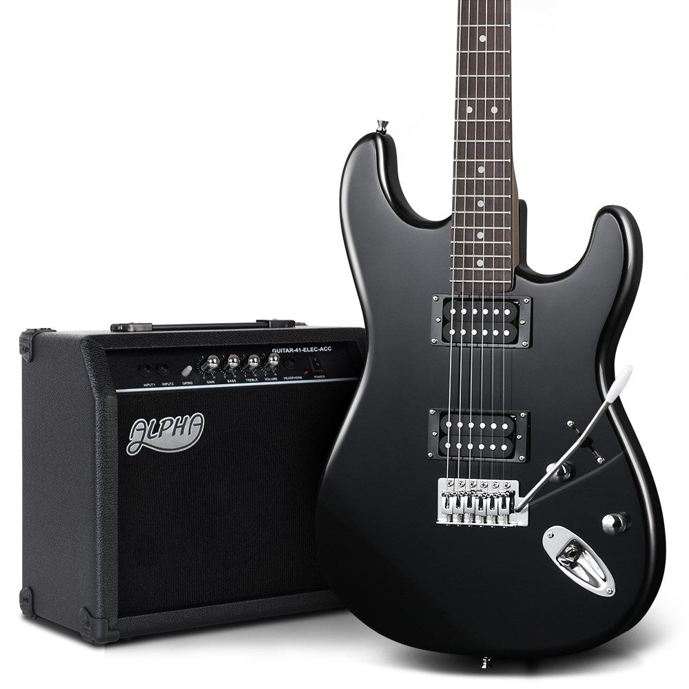 ALPHA Electric Guitar Black with Carry Bag