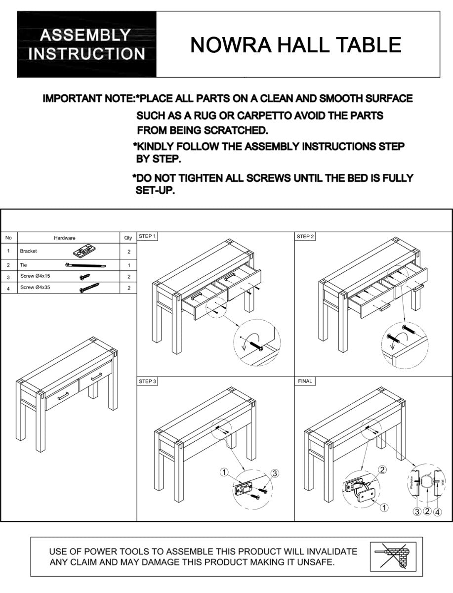 Nowra 2 Drawer Hall Table