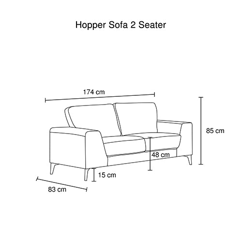 Hopper Sofa 2 Seater Grey