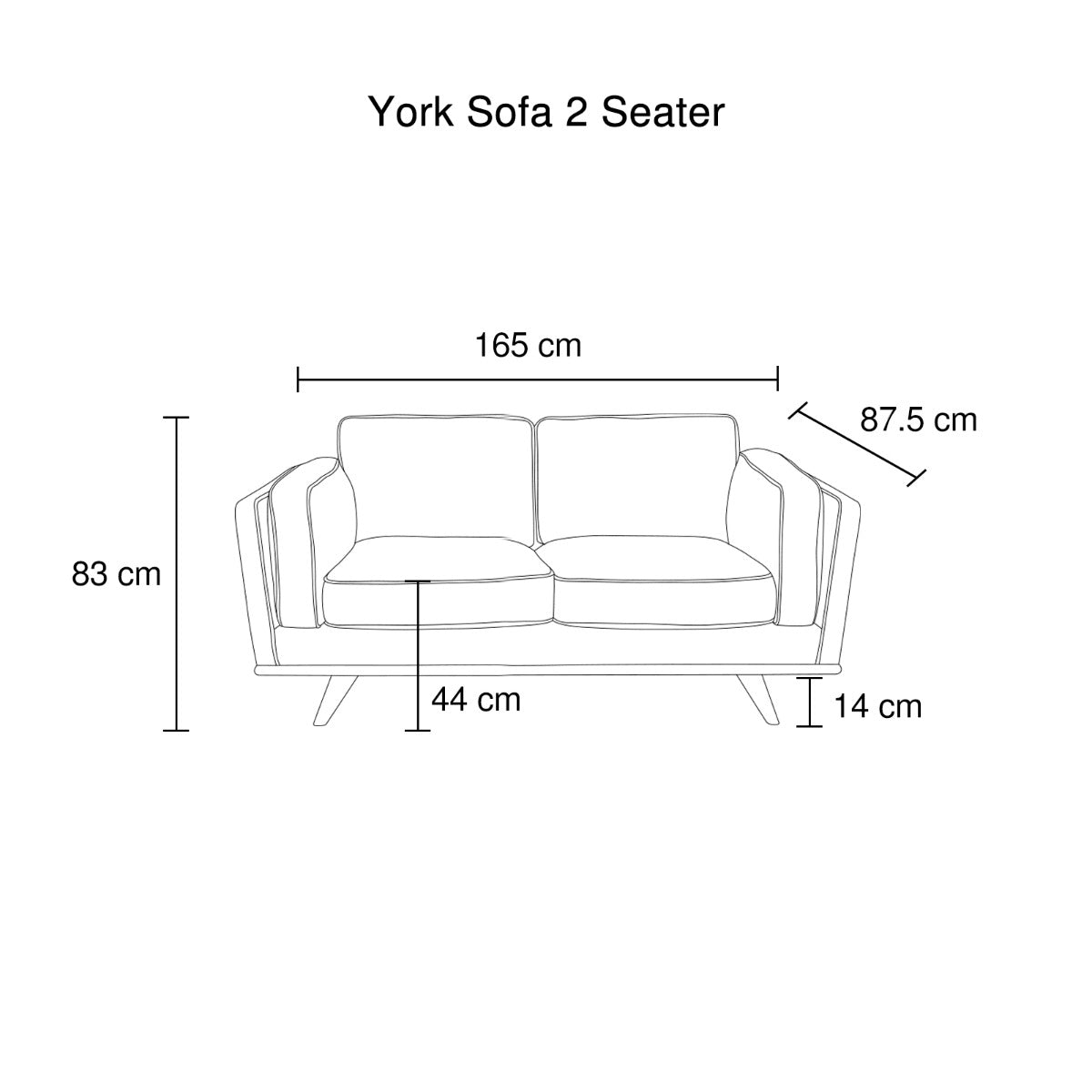 2 Seater Stylish Leatherette Brown York Sofa