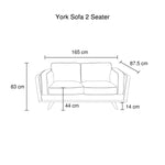 2 Seater Stylish Leatherette Brown York Sofa