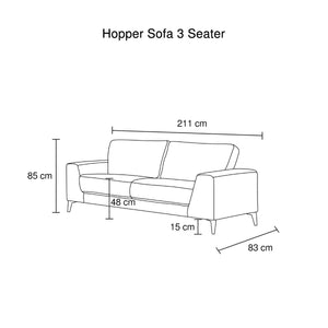 Hopper Sofa 3 Seater Grey