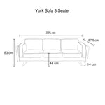 3 Seater Stylish Leatherette Brown York Sofa