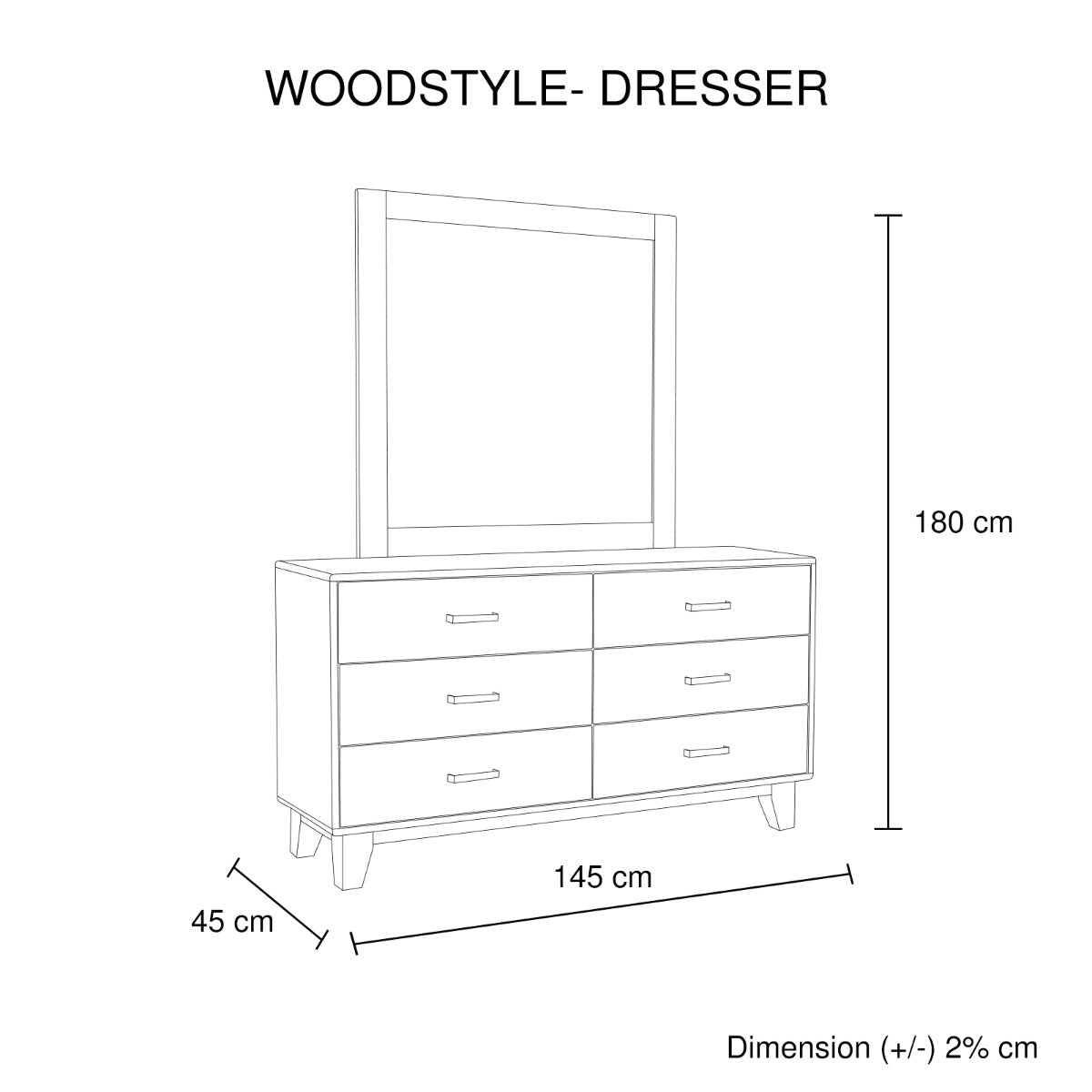 Woodstyle Dresser 6 Drawers