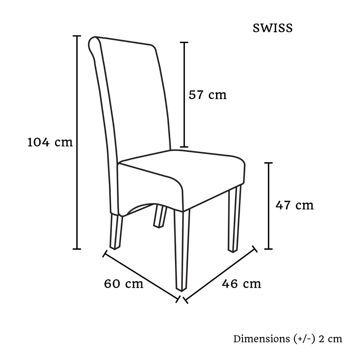 Swiss Wooden Dining Chairs Black 2x