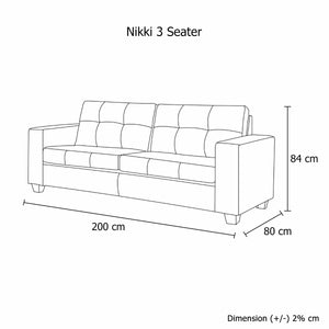 Nikki Sofa Black 3 Seater