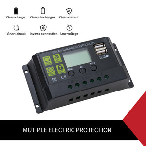 Solar Panel Battery Regulator Charge Controller 12V/24V 20A PWM LCD W/USB