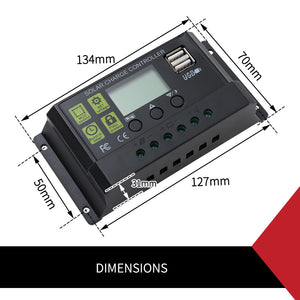 Solar Panel Battery Regulator Charge Controller 12V/24V 20A PWM LCD W/USB