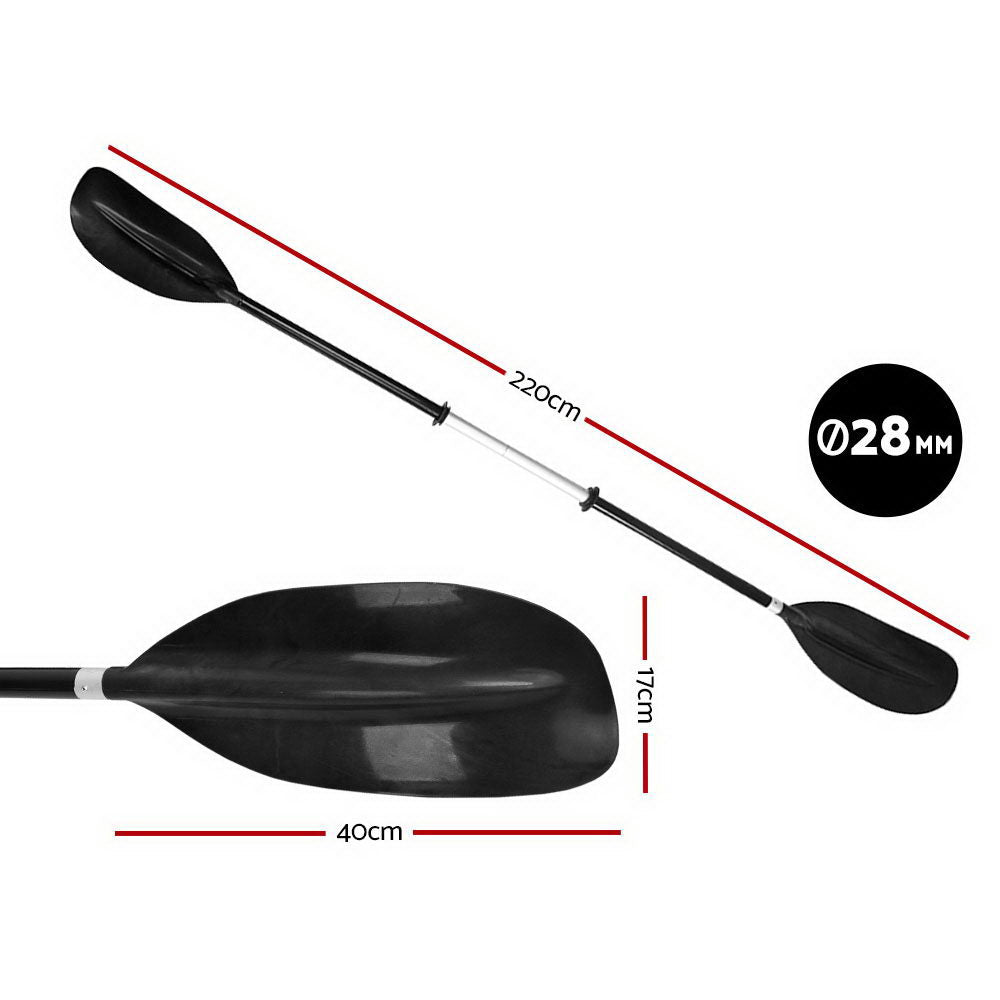 Premium 220cm Kayak Oar Paddle- Black