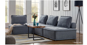 Leon Armless Sofa Chair Sectional Light Grey Fabric
