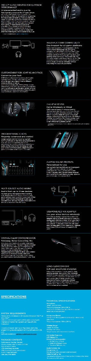 981-000600: Logitech G933 Wireless Artemis Spectrum 7.1 Surround Gaming Headset