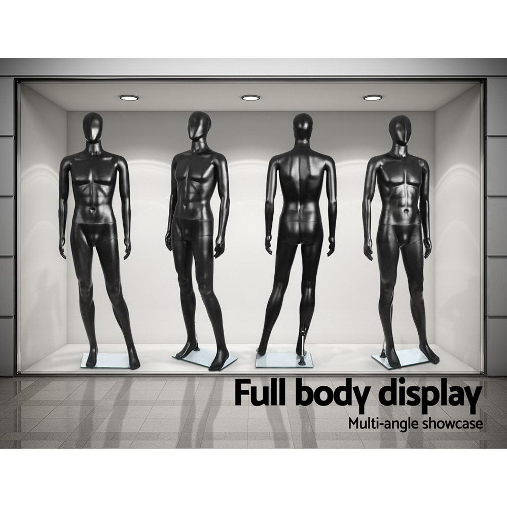 186cm Tall Full Body Male Mannequin - Black