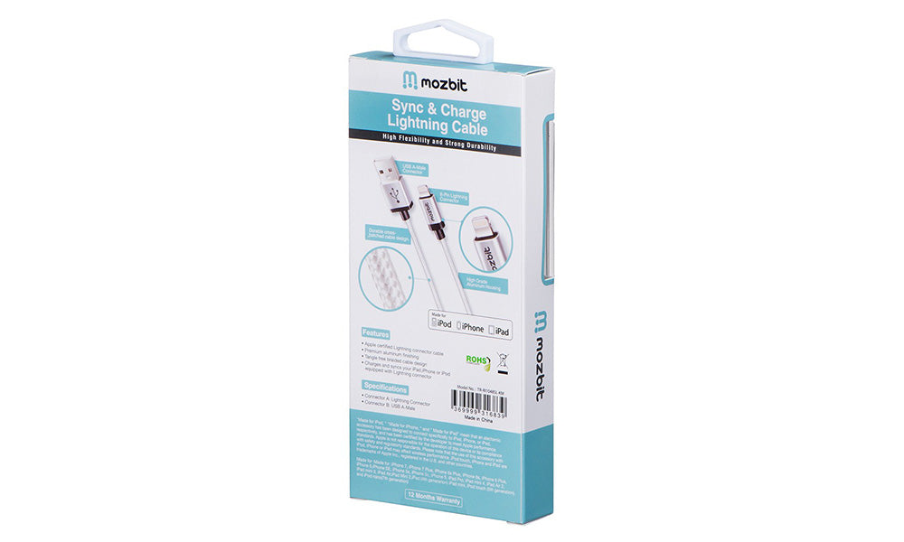 Mozbit 2M Aluminium Nylon Lightning Sync & Charge Cable