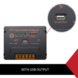 MPPT Solar Charge Controller Solar Panel Battery Regulator 12-24V 20A With USB