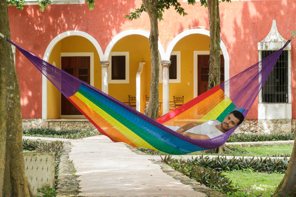 Jumbo Nylon Plus Hammock in Rainbow