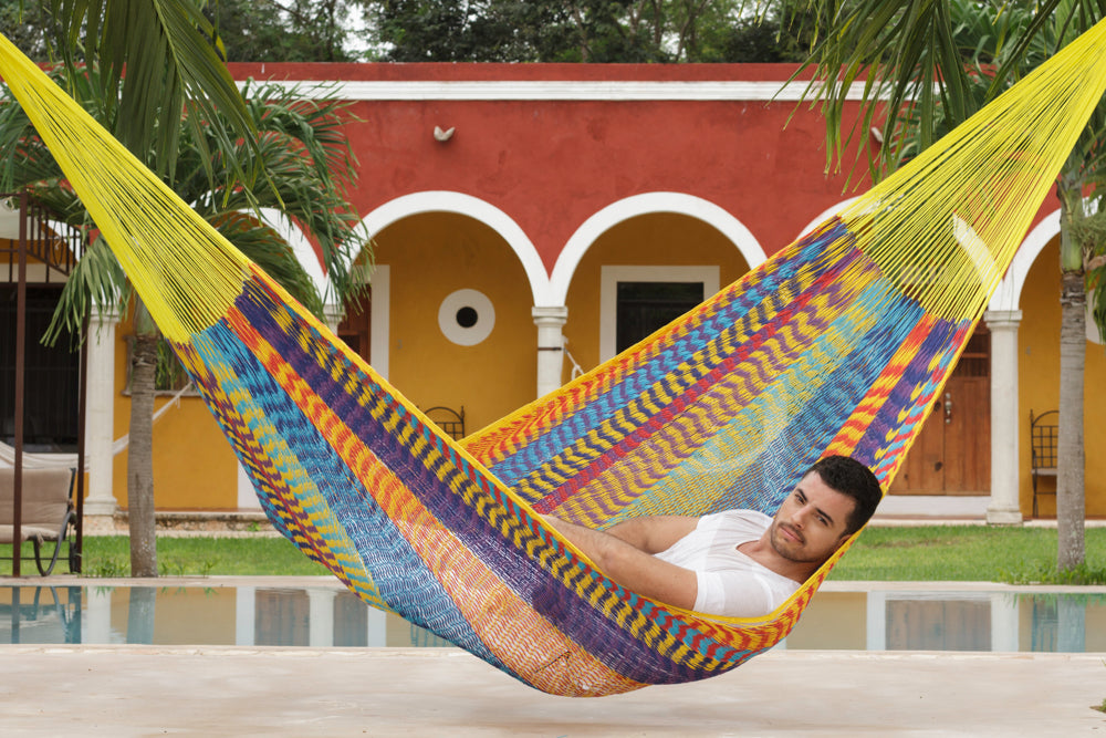 Jumbo Size Outdoor Cotton Hammock in Confeti