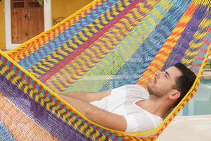 Queen Size Outdoor Cotton Hammock in Confeti