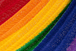 Queen Size Outdoor Cotton Hammock in Rainbow