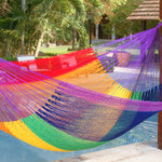 Jumbo Size Outdoor Cotton Hammock in Rainbow