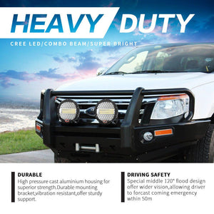 Pair 9inch CREE LED Driving Lights Spotlights Spot Flood Combo 4x4 OffRoad 9inch