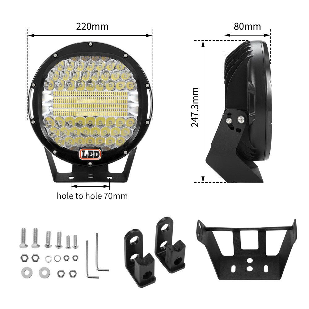 Pair 9inch CREE LED Driving Lights Spotlights Spot Flood Combo 4x4 OffRoad 9inch