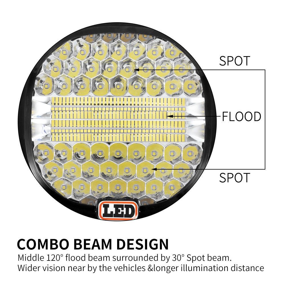 Pair 9inch CREE LED Driving Lights Spotlights Spot Flood Combo 4x4 OffRoad 9inch