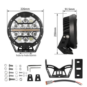 Pair 9inch CREE LED Driving Lights Spotlights Spot Flood Combo 4x4 OffRoad SUV Automotive