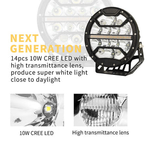 Pair 9inch CREE LED Driving Lights Spotlights Spot Flood Combo 4x4 OffRoad SUV Automotive