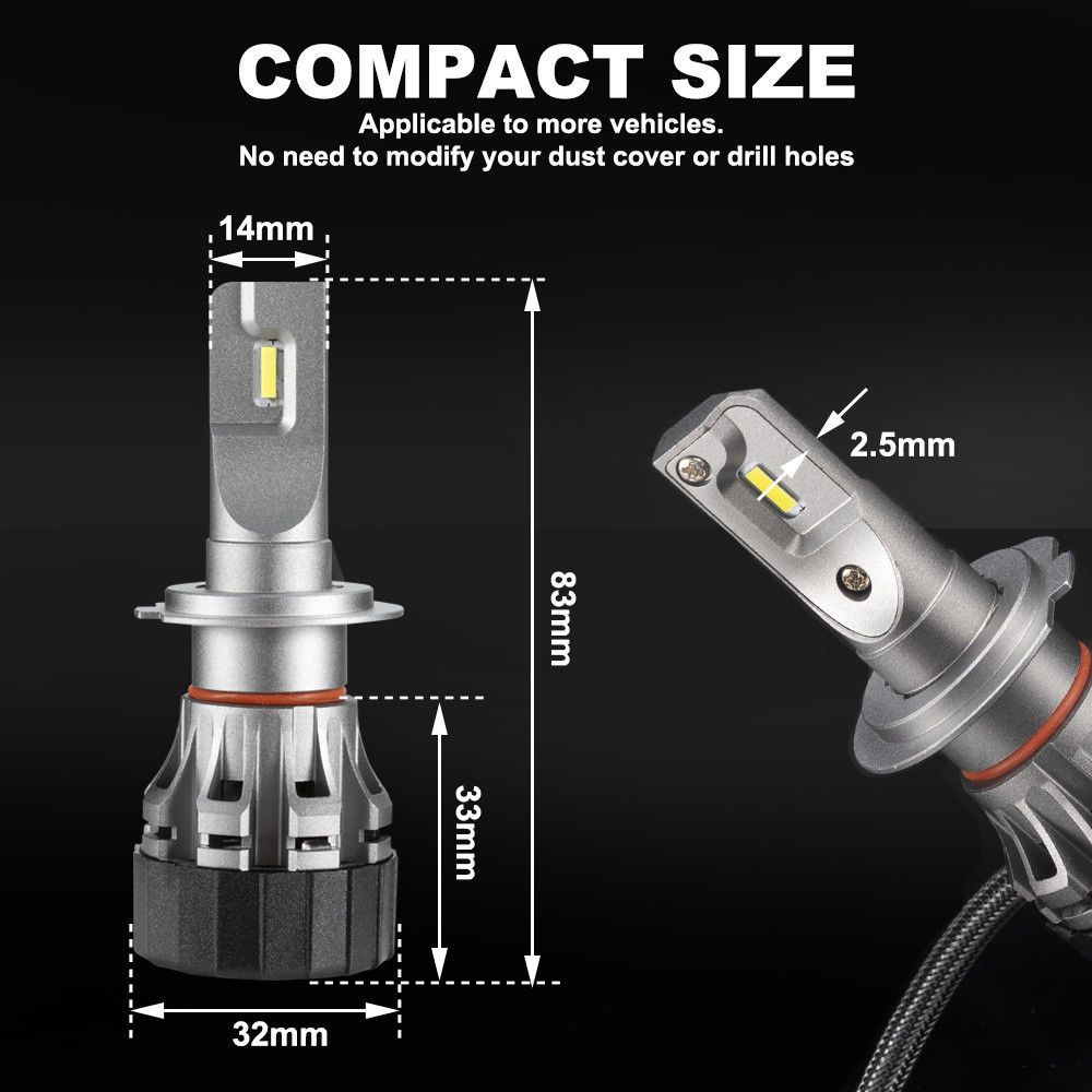 Pair LED Headlight Kit Driving Lamp CSP H7 High Low Beam Canbus ERROR FREE