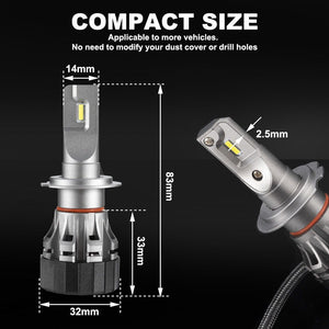 Pair LED Headlight Kit Driving Lamp CSP H7 High Low Beam Canbus ERROR FREE