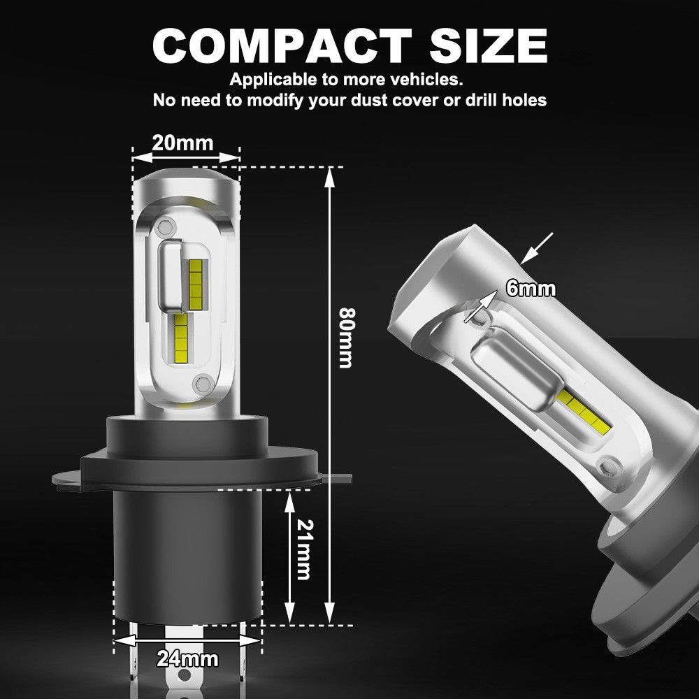 Pair LED Headlight Kit Driving Lamp H4 HB2 9003 High Low Beam 12000LM pair
