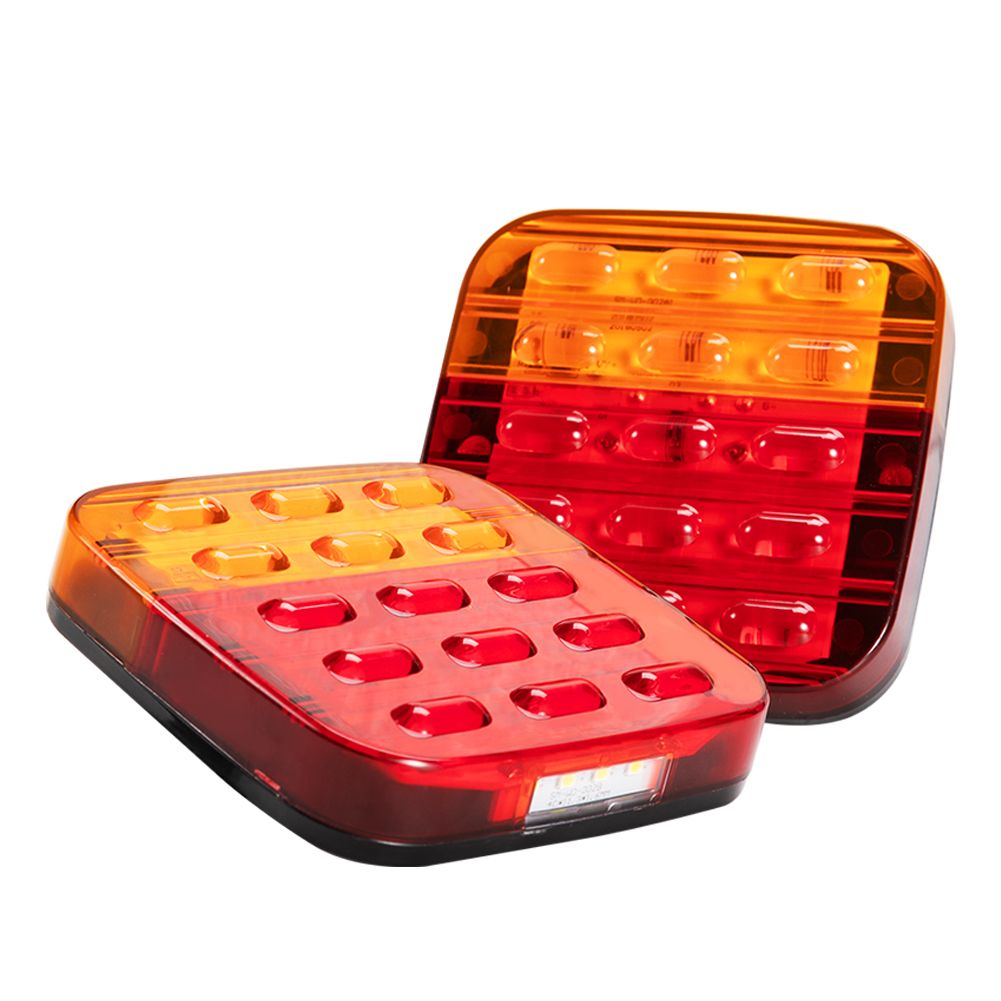 PAIR LED TAIL LIGHT With NUMBER PLATE LIGHT 28LED TRAILER TRUCK CARAVAN SQUARE 12V