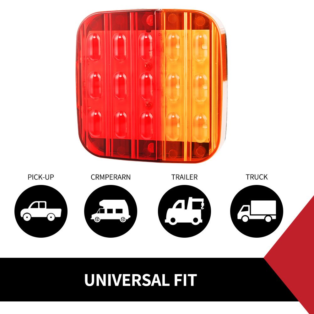 PAIR LED TAIL LIGHT With NUMBER PLATE LIGHT 28LED TRAILER TRUCK CARAVAN SQUARE 12V