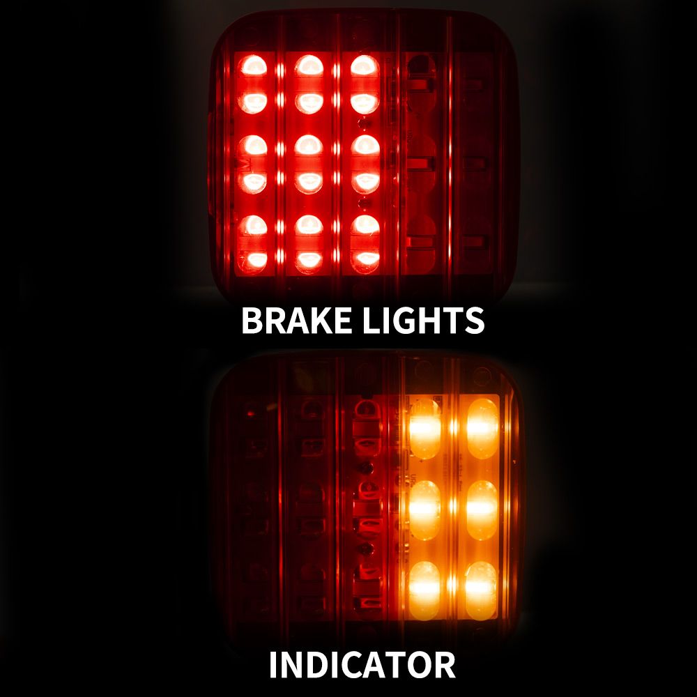 PAIR LED TAIL LIGHT With NUMBER PLATE LIGHT 28LED TRAILER TRUCK CARAVAN SQUARE 12V