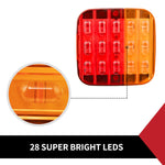 PAIR LED TAIL LIGHT With NUMBER PLATE LIGHT 28LED TRAILER TRUCK CARAVAN SQUARE 12V