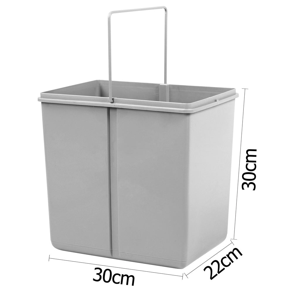 Set of 2 15L Twin Pull Out Bins - Grey